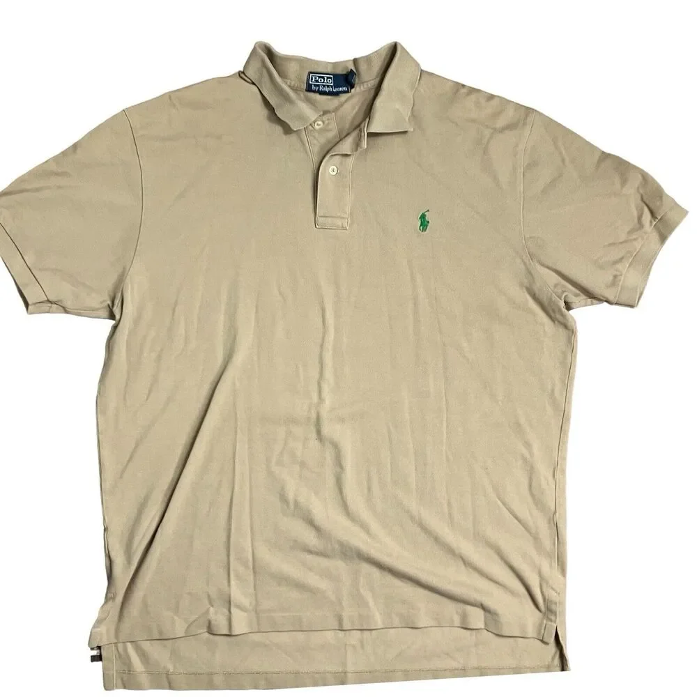 Polo Ralph‎ Lauren Shirt XL Nude Polo Green Pony Khaki Classic Everyday